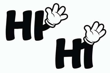 Cartoon style word hi with waving hand gloves © NSultana