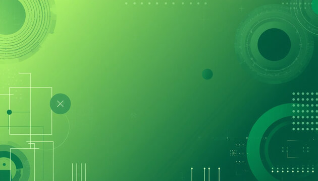 Abstract Digital Technology Background with Geometric Green Circles