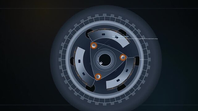 Animated diagram of a radial centrifugal clutch mechanism, showcasing internal components like driving shaft, retraction springs, and composite shoes during mechanical lockup engagement