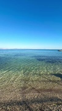 Peaceful Mediterranean Coastline on Corfu Island in Greece