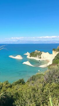 Dramatic Sandstone Cliffs and Turquoise Bay at Cape Drastis, Corfu