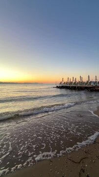 sunrise in the morning on the beach on corfu island