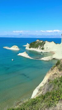 Beautiful Blue Sea and Rocky Sandstone Landscape at Cape Drastis