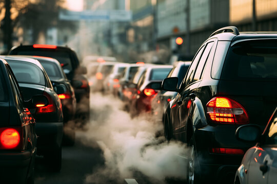  congested city street filled with cars in dense traffic
