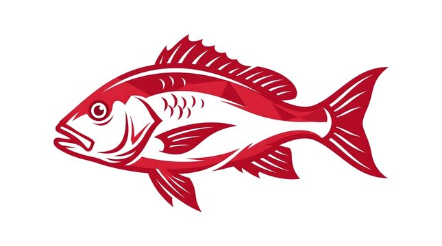 Stylized red snapper fish vector illustration vector logo design isolated on a white background