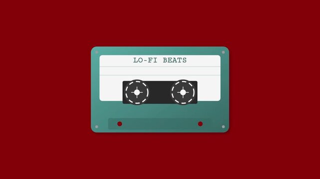 Set of 10 Sequential Frames of a Vintage Green Cassette Tape Lo-Fi Beats Animation Strip