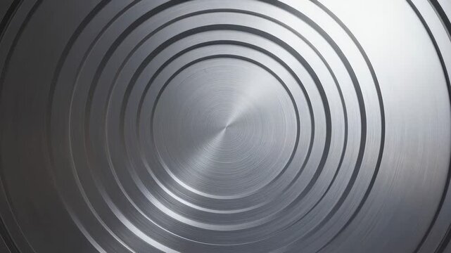 Metal Surface Circular Pattern with Concentric Circle Brushed Texture and Radial Symmetry