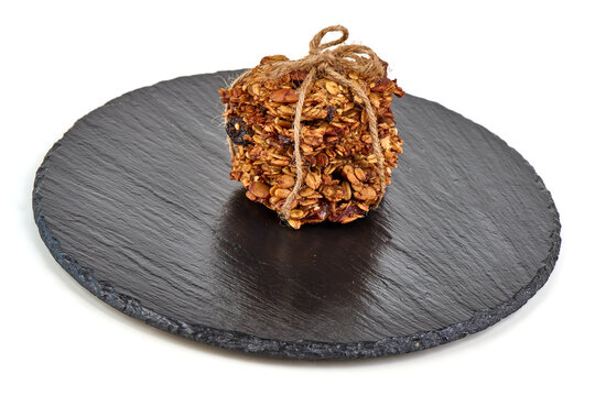 Healthy Homemade Granola Bar on a Slate Plate