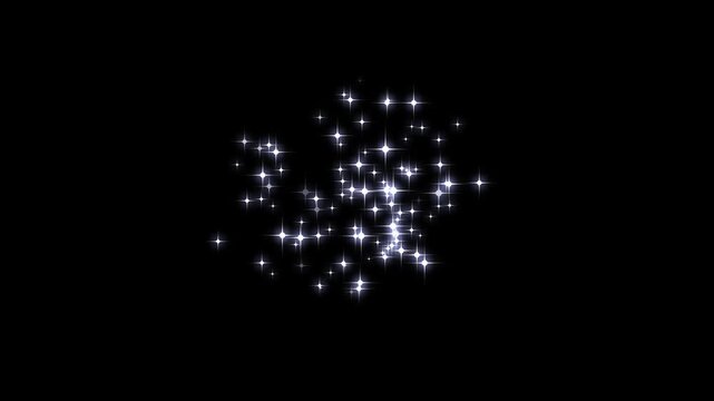 2d magic glitter star blast animation on black screen background, twinkling white particles, pixie dust path, fairy doodle stars, shimmering starlight trail, glowing sparkle transition overlay 4k