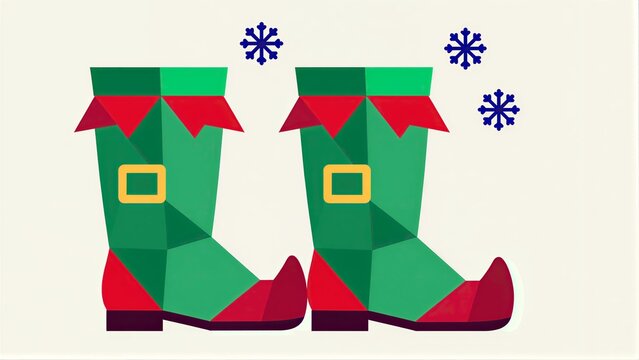 Pair of brightly colored Christmas socks or boots