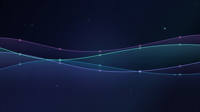 Abstract data visualization lines moving on dark technology interface