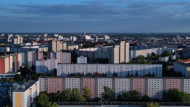 prefabrication buildings, berlin urban development. Lovely aerial view drone