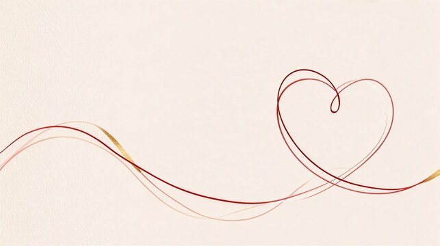 Modern Minimalist Valentine's Day Background with Fine Line Art