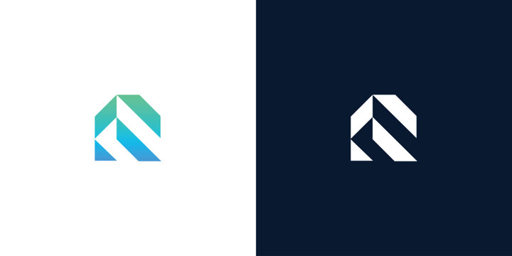 Modern abstract letter A logo design with geometric house shape and blue gradient for corporate business identity and branding
