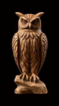 Wood carved owl sculpture symbolizing wisdom and knowledge