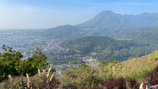 View from Mount Paralayang, Batu City, East Java, Indonesia, beautiful morning landscape