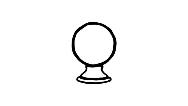 Crystal Ball For Fortune Telling And Future Prediction Hand-Drawn Doodle Animation On Transparent Background. Divination Symbol And Mystical Guidance. Seamless Animated Icon. 4K Video Overlay Element.