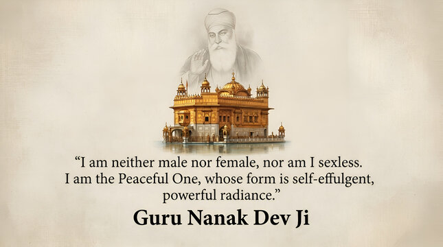 Happy Guru Nanak Jayanti with Golden Temple Illustration