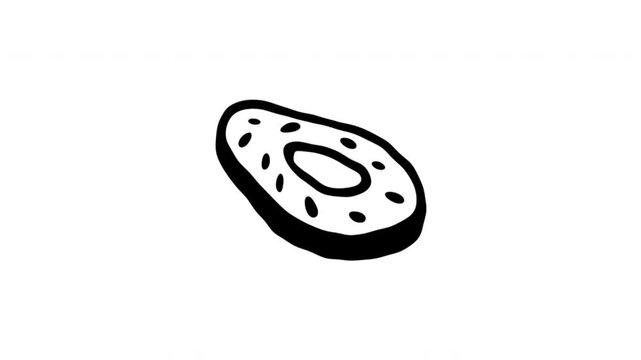 Bagel For Breakfast And Bakery Menus Wiggle Doodle Animation With Alpha Channel. Donut Shaped Bread And Cafe Food Service, Transparent Background. 4K Loop Hand Drawn Icon.