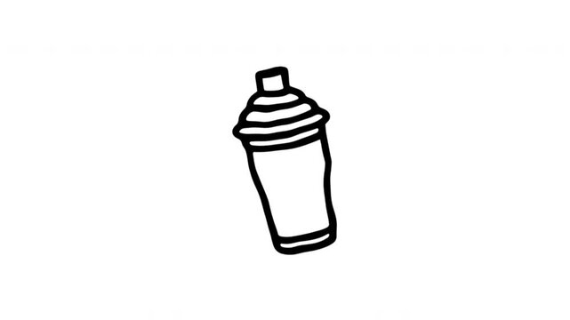 Cocktail Shaker For Drink Mixing And Bartending Hand Drawn Wiggle Doodle Animation With Alpha Channel. Bar Tool And Beverage Preparation, Transparent Background. 4K Loop Hand Drawn Icon.