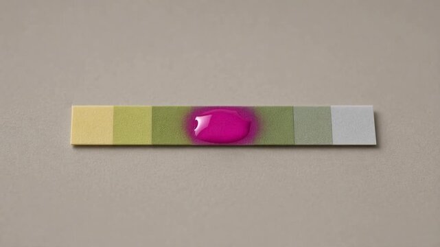 Video Effect pH Indicator Strip Changing Color From One Droplet