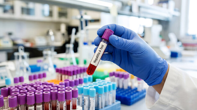 Scientist conducting blood analysis in a modern medical laboratory setting