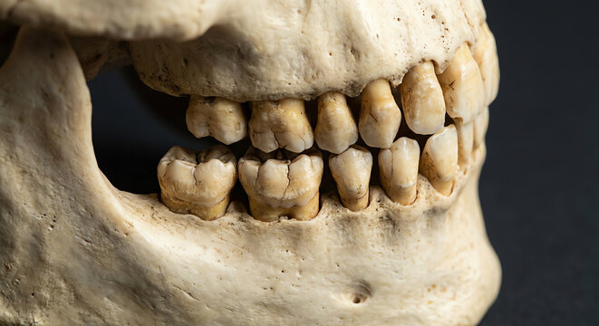 Human Jawbone and Teeth Close-up