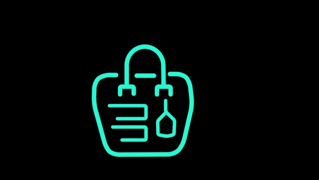 E-commerce handbag or tote bag with price tag outline icon vector graphic.