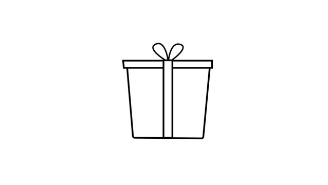 Gift box line art symbol for birthday holiday and Christmas celebration concept