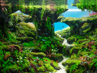 Beautiful planted tropical freshwater aquarium with fishes. © apisitwilaijit29