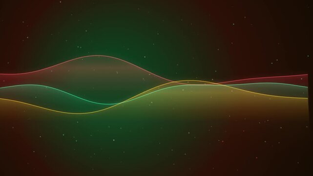 Futuristic neon waves flowing seamlessly across a dark particle background an abstract digital anima