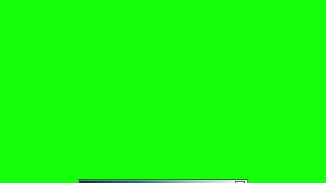 Retro dialog types An unknown error has occurred message under Something went really wrong title bar on green screen. Typing popup animation for system crash, glitch, and software failure themes.