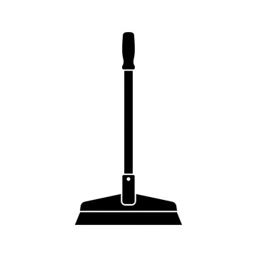 Black silhouette of a floor squeegee or mop isolated on white. Ideal for cleaning services, housekeeping, sanitation, and maintenance concepts