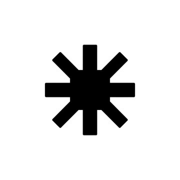 Minimalist black asterisk or star icon silhouette on a white background. Perfect for UI design, footnotes, symbols, and graphic elements.