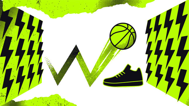 Neon green urban basketball background vector, abstract street style graphic, sports energy banner template