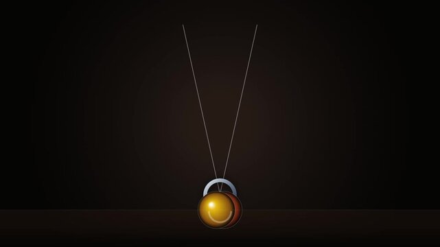 Minimalist Kinetic Sculpture with Swinging Spheres and Central Steel Ring for Abstract Backgrounds