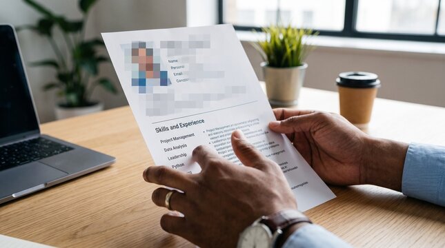 HR Manager Holding Anonymous Resume for Blind Hiring Process
