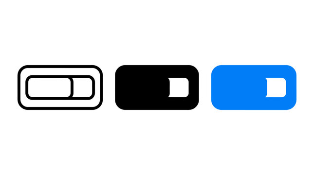 Toggle switch icon set in three distinct visual styles