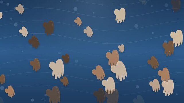 Deep blue abstract animal pattern; playful wildlife silhouettes repeating background vector design