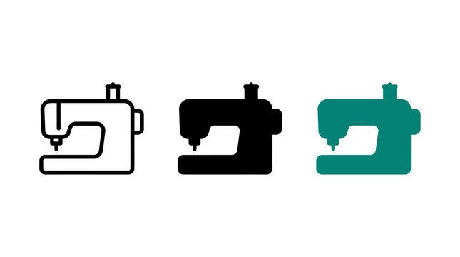 Modern electric sewing machine icon set with equipment