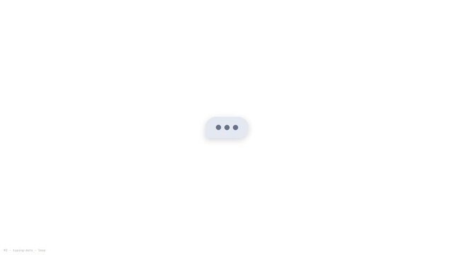 Animated typing dots inside chat bubble loop, message waiting status indicator, responsive social talk communication popup on white background for mobile app messenger wireframe UI