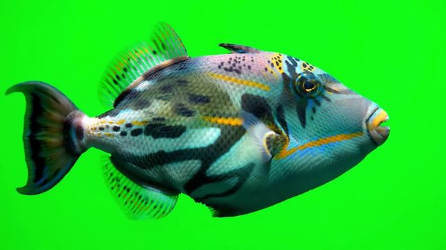 Triggerfish moving on green screen