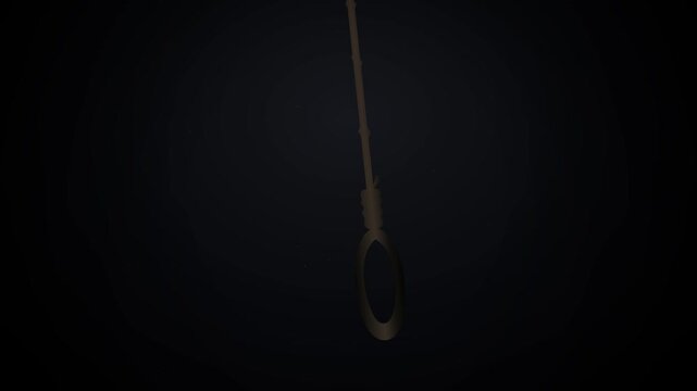 A frayed, empty rope hanging from the top of the screen, swaying gently in an invisible breeze.
