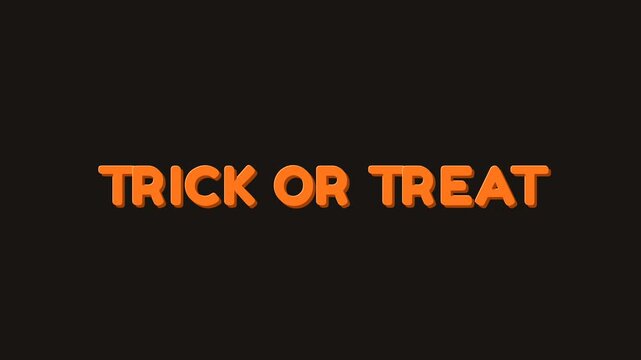 Thick rounded pumpkin orange text bouncing sequentially from left to right, ending with a shower of 2D flat candies.