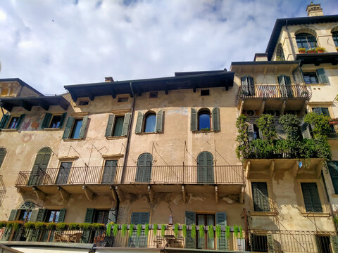 Facade of  famous Juliet's House in  historic center of Verona, Italy
