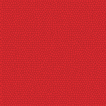 Bright vivid red cellular mosaic texture with irregular polygon shapes and fine dark outlines, ideal for bold backgrounds, packaging, posters, textiles, wallpapers and modern graphics.