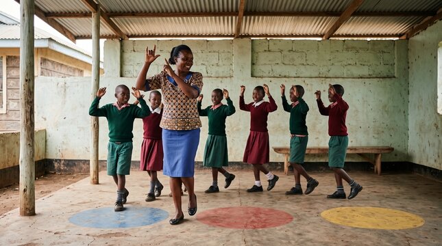 Visual movement lesson with Kenyan sign language cues