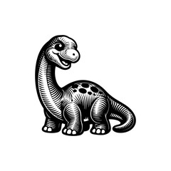 Cute Brachiosaurus Woodcut Illustration © Compositor 
