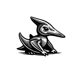 Black and White Pterodactyl Illustration © Compositor 