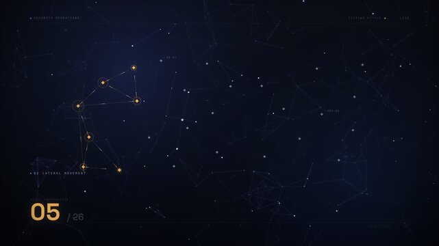 Cyber security network breach and perimeter mapping digital interface loop animation